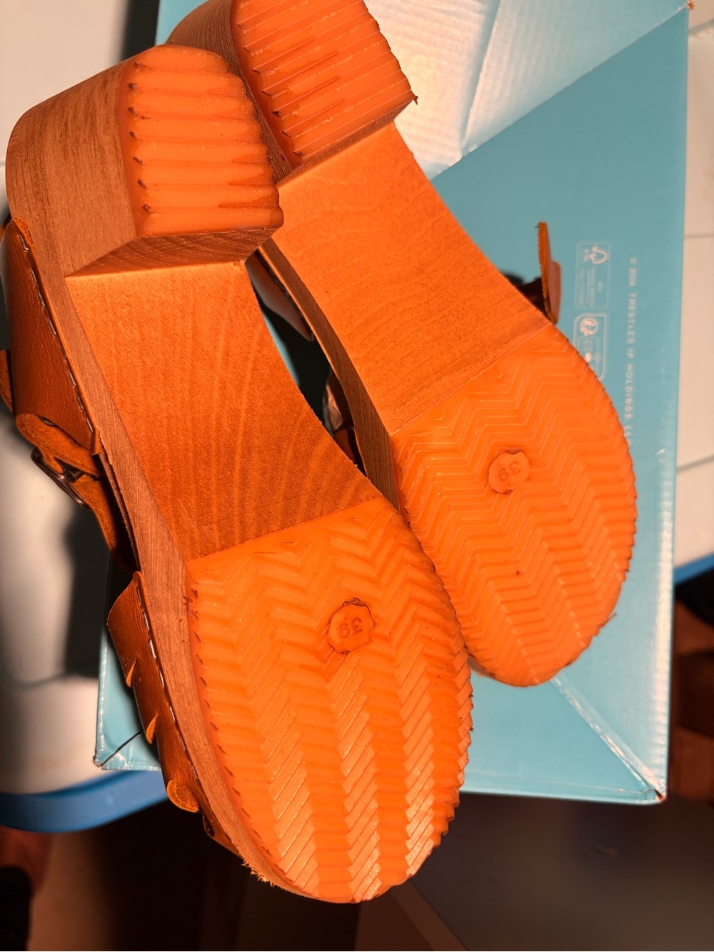 MIA Tan Brown Woven Leather Slingback Clog Sandals - Picture 9 of 9
